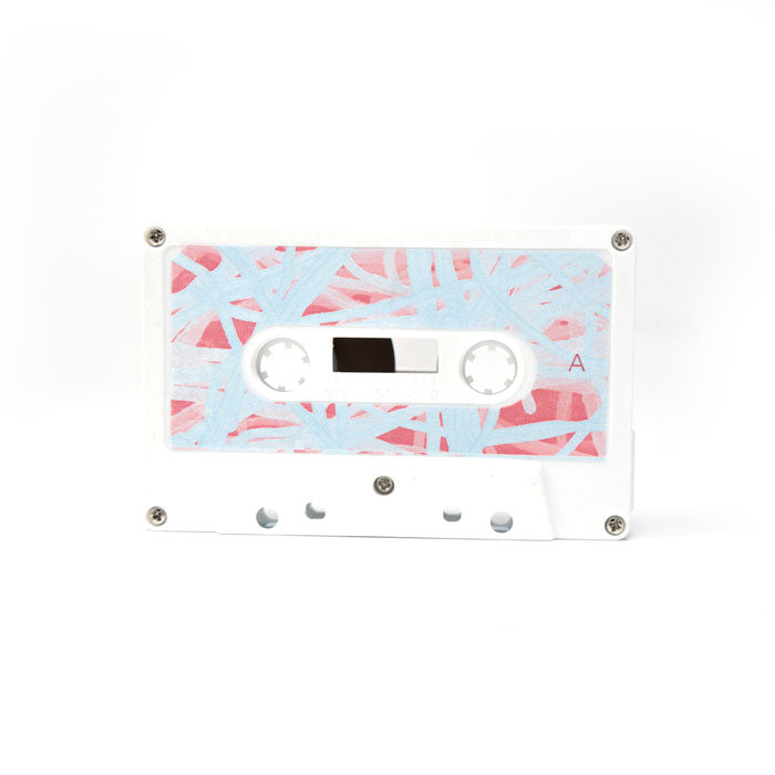 Cassette tape with a floral pattern on a white background