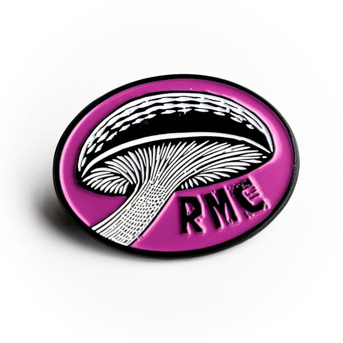 Mushroom-shaped logo with 'RMC' on a pink background