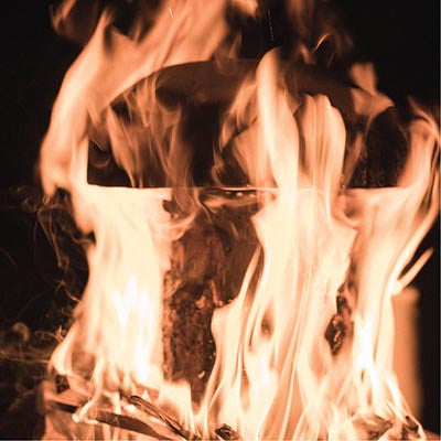 Wooden mushroom on fire