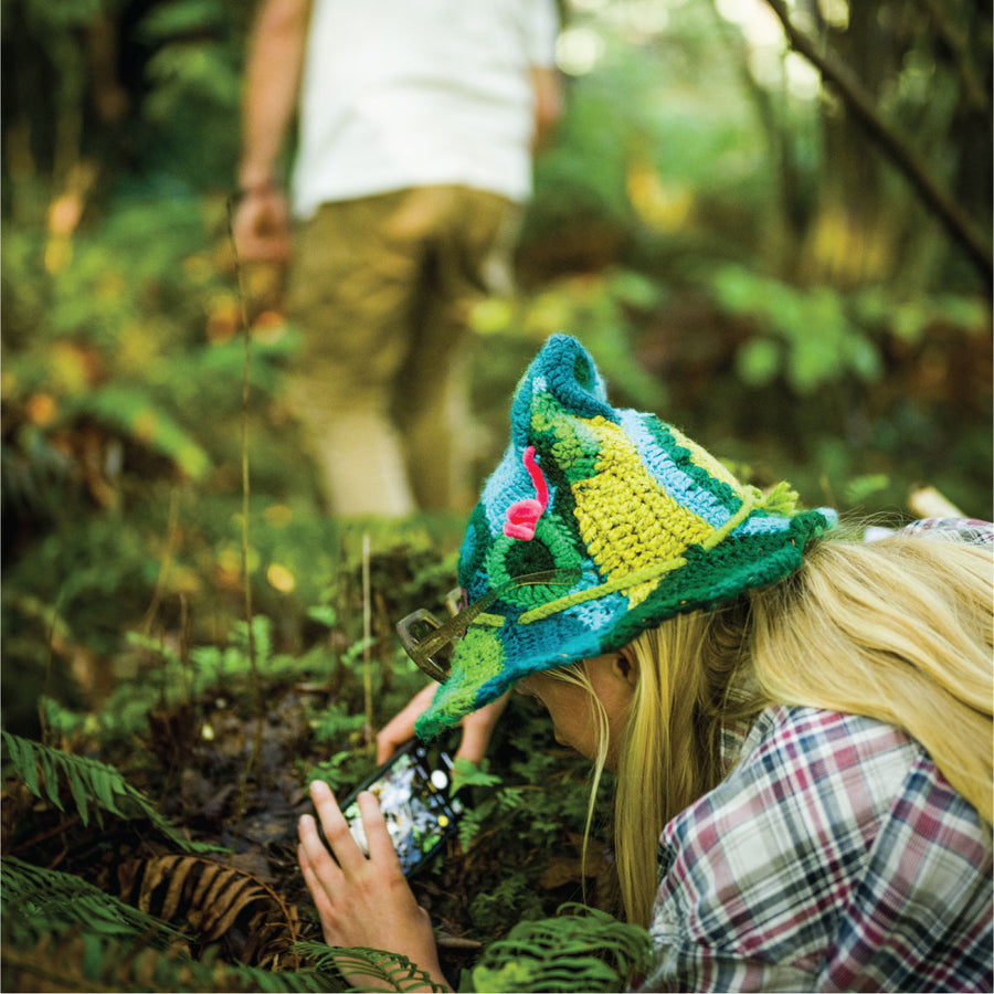 Woman hunting mushrooms